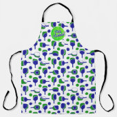 Pickleball Paddles Balls Blue Green Personalisiert Schürze (Vorderseite)