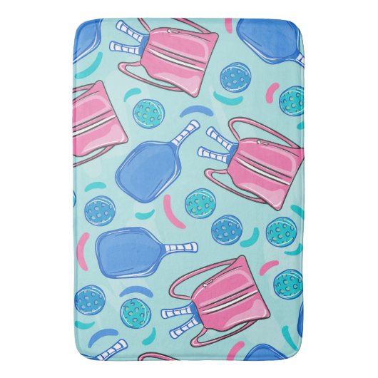 Pickleball Paddles Blue Badematte (Vorderseite Vertikal)