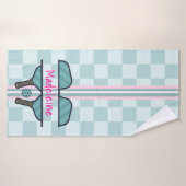 Pickleball Paddles Blue Schachbretts Personalisier Badehandtuch (Badehandtuch)