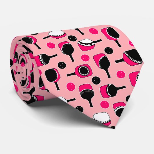 Pickleball Paddles, Fun Cutouts Rosa Weiß & Schwar Krawatte (Gerollt)