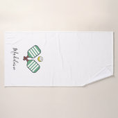 Pickleball Paddles Grüne Streifen Personalisiertes Badehandtuch (Badehandtuch)
