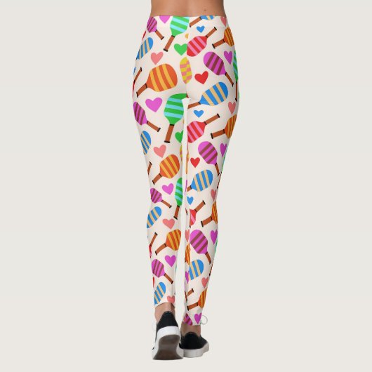 Pickleball Paddles Muster mit Herz Leggings (Rückseite)