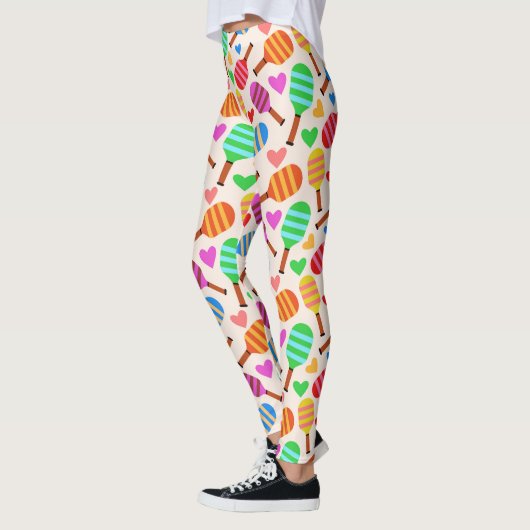 Pickleball Paddles Muster mit Herz Leggings (Links)