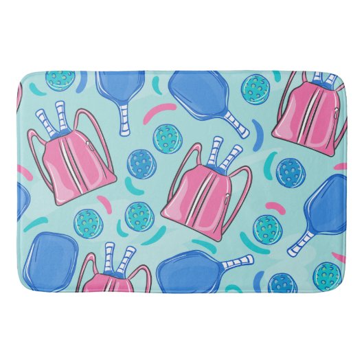 Pickleball Paddles und Balls Blue Badematte (Vorderseite)