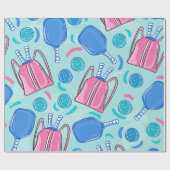 Pickleball Paddles und Balls Blue Geschenkpapier (Flach)
