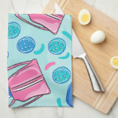 Pickleball Paddles und Balls Blue Geschirrtuch (Viertel Falte)