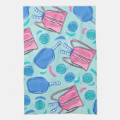 Pickleball Paddles und Balls Blue Geschirrtuch (Vertikal)