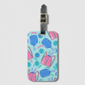 Pickleball Paddles und Balls Blue Preppy Gepäckanhänger (Vorderseite Vertikal)