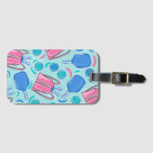 Pickleball Paddles und Balls Blue Preppy Gepäckanhänger (Vorderseite (Horizontal))