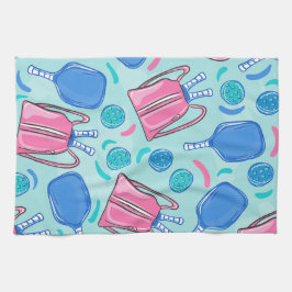 Pickleball Paddles und Balls Blue Preppy Geschirrtuch