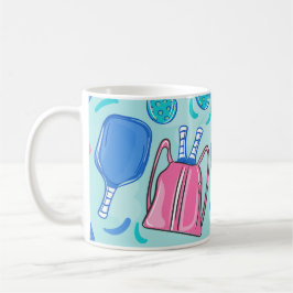 Pickleball Paddles und Balls Blue Preppy Kaffeetasse