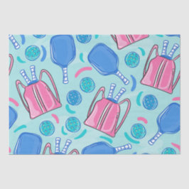 Pickleball Paddles und Balls Blue Seidenpapier