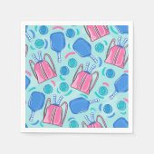 Pickleball Paddles und Balls Blue Serviette (Vorderseite)