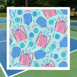 Pickleball Paddles und Balls Blue Serviette