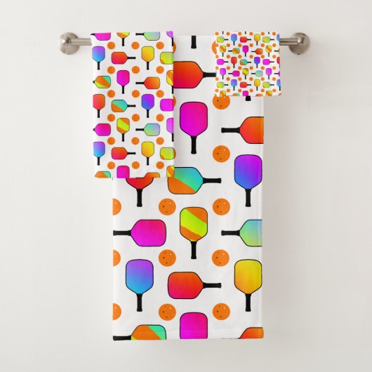 Pickleball Paddles und Orange Pickleball farbenfro Badhandtuch Set (Insitu)