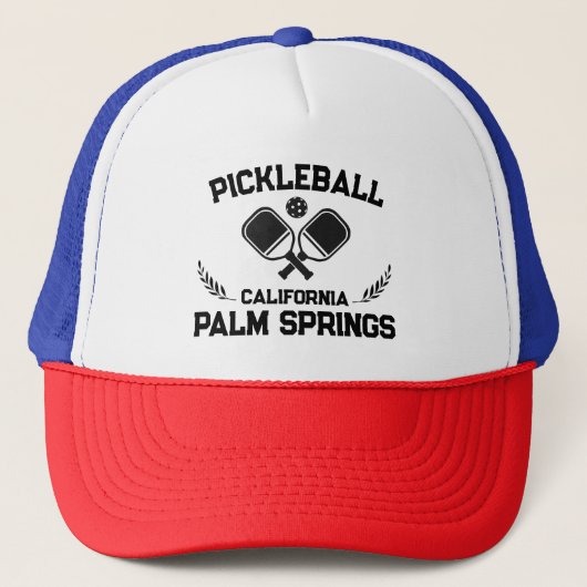 Pickleball Palm Springs California US Custom Truckerkappe (Vorderseite)