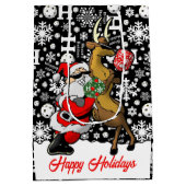 Pickleball Partner Santa & Reindee Schneeflocken Mittlere Geschenktüte (Rückseite)