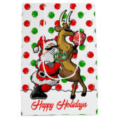 Pickleball Partner Santa & Rentier Ornamente Mittlere Geschenktüte (Rückseite)