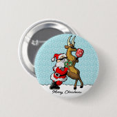 Pickleball Partners Santa & Reindeer Sleighing It Button (Vorne & Hinten)