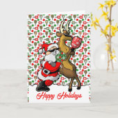 Pickleball Partners Santa & Reindeer Sleighing It Karte (Gelbe Blume)