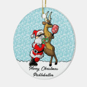 Pickleball Partners Santa & Reindeer Sleighing It Keramik Ornament (Links)