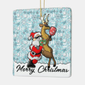 Pickleball Partners Santa & Reindeer Sleighing It Keramikornament (Links)