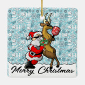 Pickleball Partners Santa & Reindeer Sleighing It Keramikornament (Rückseite)