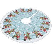 Pickleball Partners Santa & Reindeer Sleighing It Polyester Weihnachtsbaumdecke (Schrägansicht)