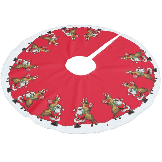 Pickleball Partners Santa & Reindeer Sleighing It Polyester Weihnachtsbaumdecke (Schrägansicht)