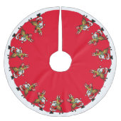 Pickleball Partners Santa & Reindeer Sleighing It Polyester Weihnachtsbaumdecke (Vorderseite)