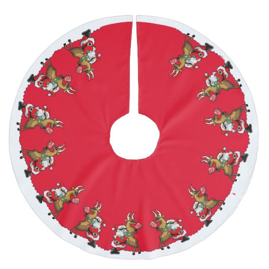 Pickleball Partners Santa & Reindeer Sleighing It Polyester Weihnachtsbaumdecke (Vorderseite)