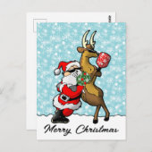 Pickleball Partners Santa & Reindeer Sleighing It Postkarte (Vorne/Hinten)