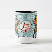 Pickleball Partners Santa & Reindeer Sleighing It Zweifarbige Tasse (Mittel)