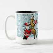 Pickleball Partners Santa & Reindeer Sleighing It Zweifarbige Tasse (Links)