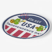 Pickleball Party 4. Juli Unabhängigkeitstag Amerik Pappteller (Schrägansicht)