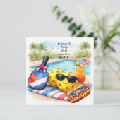 Pickleball Party 4th July Independence Day Einladung (Stehend Vorderseite)