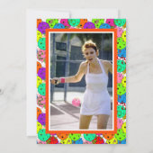 Pickleball Party Balloons Confetti Orange Foto Einladung (Rückseite)