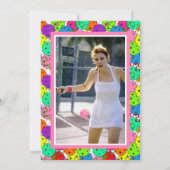 Pickleball Party Balloons Confetti Pink Foto Einladung (Rückseite)