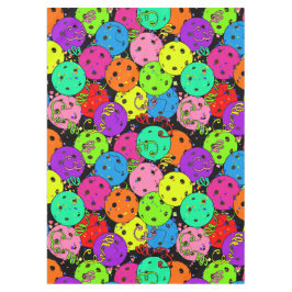 Pickleball Party Confetti und Balloons auf Schwarz Tischdecke