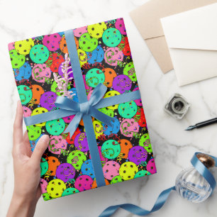 Pickleball Party Confetti und Pickleball Balloons Geschenkpapier