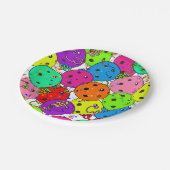 Pickleball Party Confetti und Pickleball Balloons Pappteller (Schrägansicht)