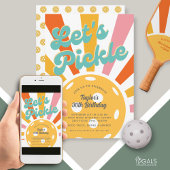 Pickleball Party Farbenfrohe Retro Sonnenstrahlen  Einladung