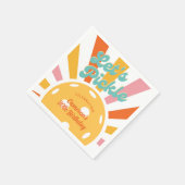 Pickleball Party Farbenfrohe Retro Sonnenstrahlen Serviette (Ecke)