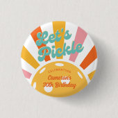 Pickleball Party Farbenfrohe Retro Sun platzen Cus Button (Vorderseite)