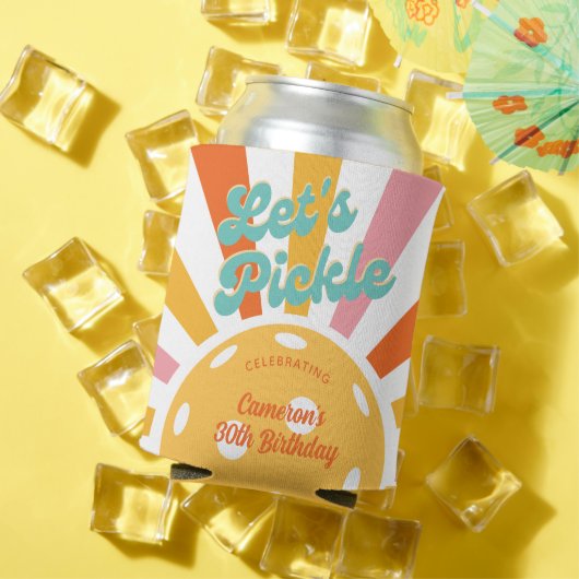 Pickleball Party Farbenfrohe Retro Sun platzen Cus Dosenkühler (In Situ Sommer)