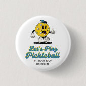 Pickleball Party Funny Pickleball Cartoon Mascot Button (Vorderseite)