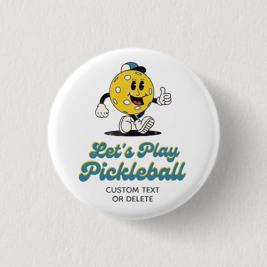 Pickleball Party Funny Pickleball Cartoon Mascot Button (Vorderseite)