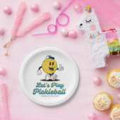 Pickleball Party Funny Pickleball Cartoon Mascot Pappteller (Party)