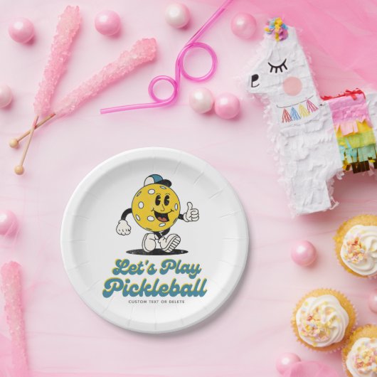 Pickleball Party Funny Pickleball Cartoon Mascot Pappteller (Party)