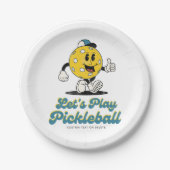 Pickleball Party Funny Pickleball Cartoon Mascot Pappteller (Vorderseite)